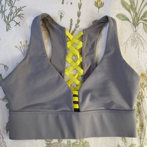Fabletics Other - EUC Fablletics Sport Bra XS Grey and Neon Yellow Straps
